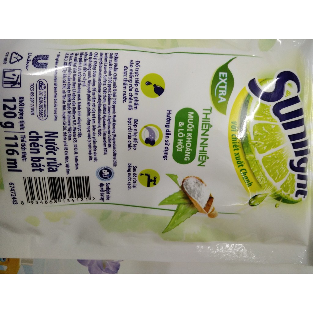 Nước Rửa Chén Sunlight Thiên Nhiên Túi 120g