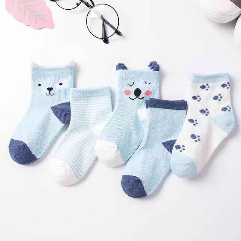 Set 5 đôi tất cotton mềm mại dài 7-16cm 0-1-3-6 tuổi
