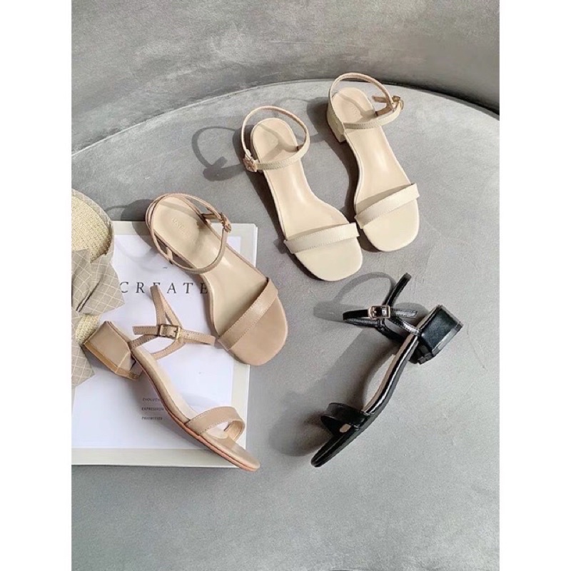 GIÀY SANDAL GÓT VUÔNG 3 PHÂN QUAI MÃNH