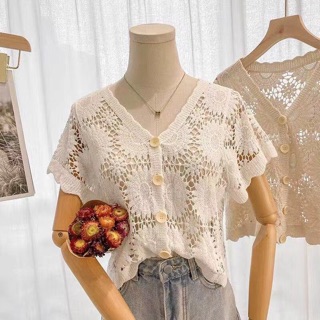 Áo len hoa cúc croptop xinh iu