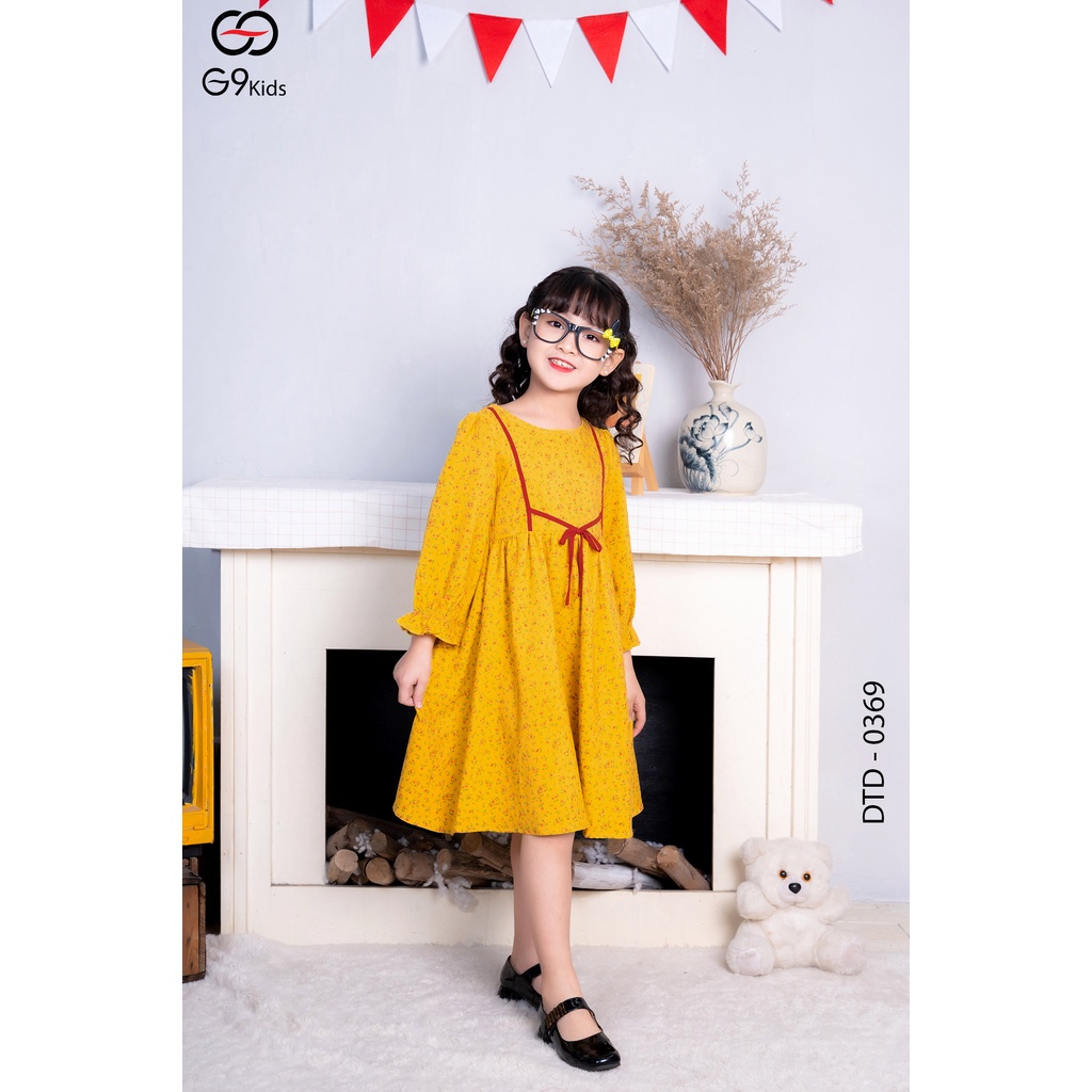 Váy bé tay dài 0369 G9moza với chất liệu Nhung tăm