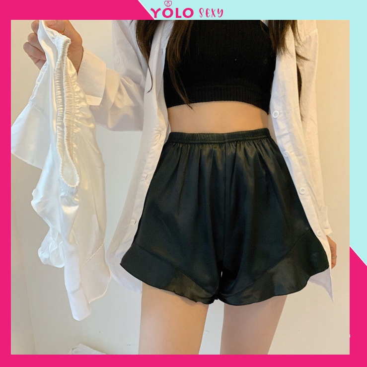 Quần sooc đùi lụa satin cách điệu mềm mát cao cấp yolosexy A05