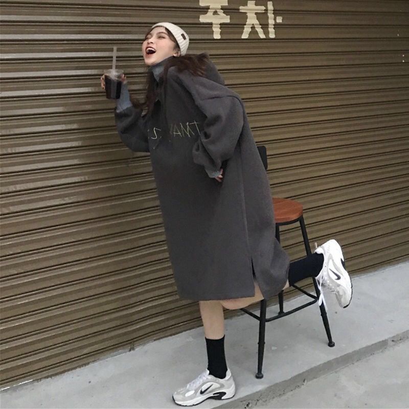 Đầm hoodie dài dáng rộng phong cách Hàn Quốc dành cho nữ