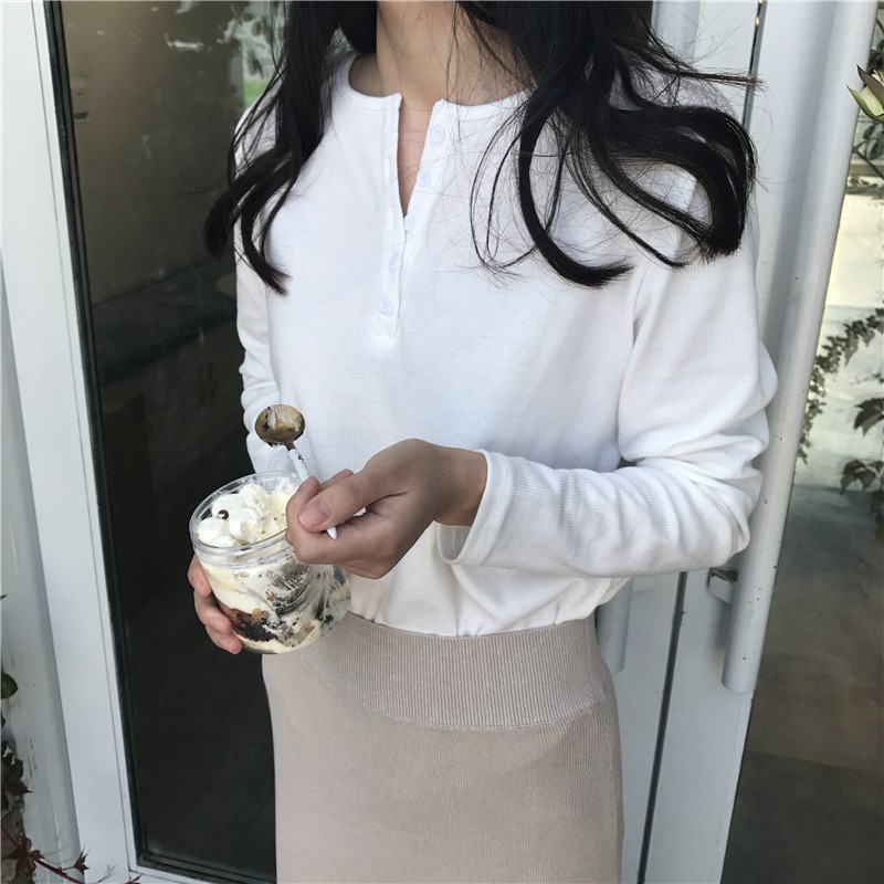 Áo Thun Tay Dài Dáng Rộng Màu Sắc Đơn Giản Trẻ Trung Phong Cách Hàn Quốc | BigBuy360 - bigbuy360.vn