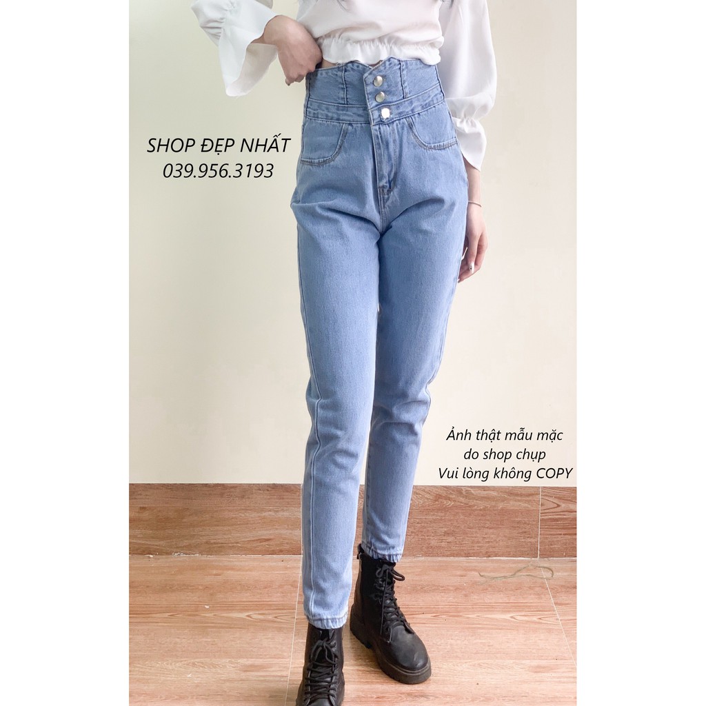 Quần bò nữ quần baggy cạp cao 3 khóa tôn dáng F27 | BigBuy360 - bigbuy360.vn