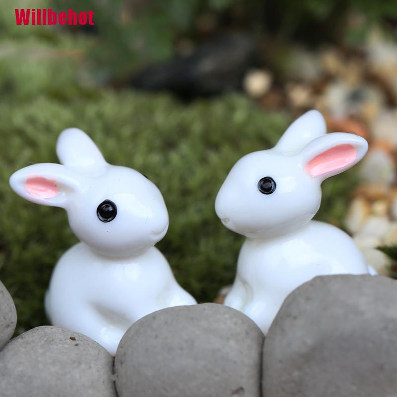 Bộ 2 Bức Tượng Thỏ Mini Trang Trí Sân Vườn