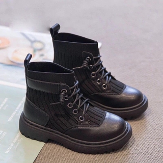 Giày Bốt Martin Nữ Năm 2020 Mùa Thu Đông Phong Cách Hàn Quốc Mới Trẻ Em Nam Giày Đế Mềm Bé Gái Tất giày Sinh Viên Boot
