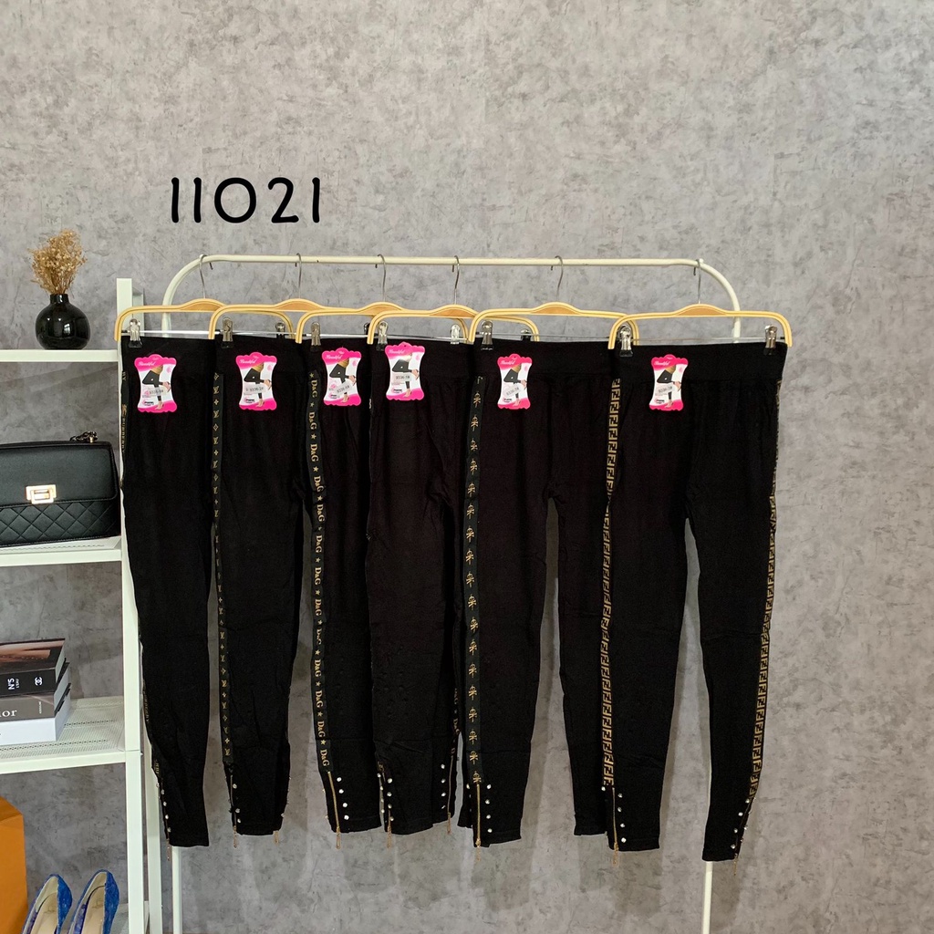 11021 Quần LEGGING Dây Kéo Dây Kéo Danh Sách LEGGING Ngọc Trai