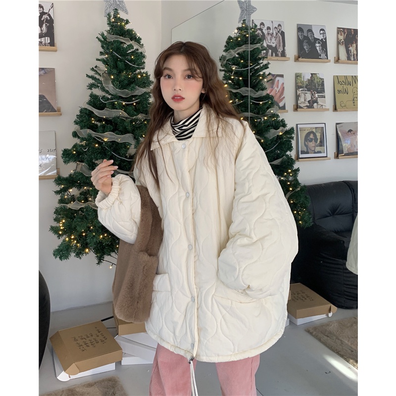 Áo khoác phao nữ Phong cách Hàn Quốc Áo phao trơn đơn giản Nấm Lùn Clothes