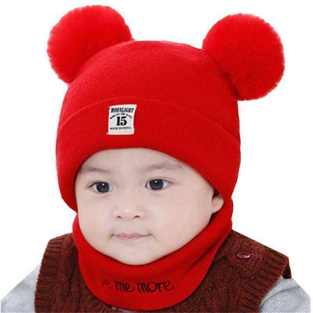 Set Mũ Len Kèm Khăn Choàng Cổ Chống Gió Dễ Thương Cho Bé