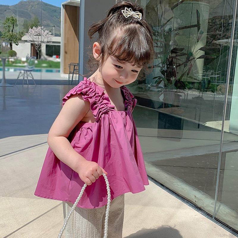 Áo Sát Nách Màu Trơn Dễ Thương Cho Bé Gái