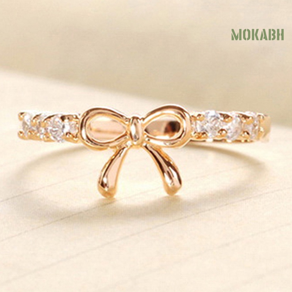 Nhẫn Cưới Hình Nơ Đính Đá Đơn Giản Thời Trang Dành Cho Nữ