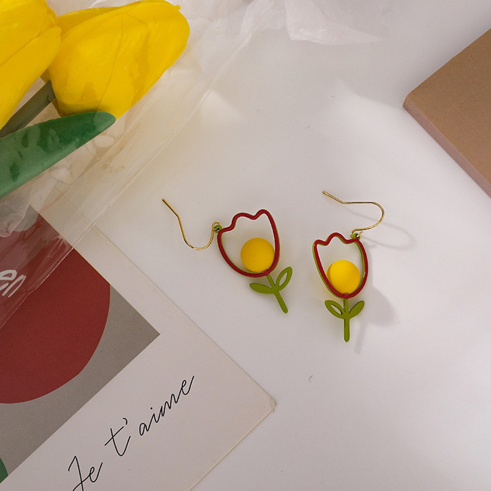 Bông Tai Thời Trang Hình Hoa Tulip Nhiều Màu Đáng Yêu Cho Nữ