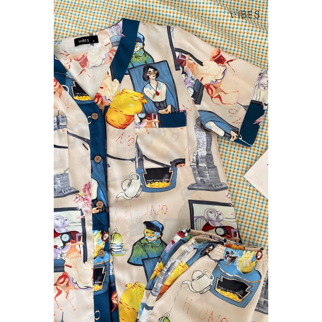 VIBES Bộ Pijama Lửng Mặc Nhà Vivian Be Py Set