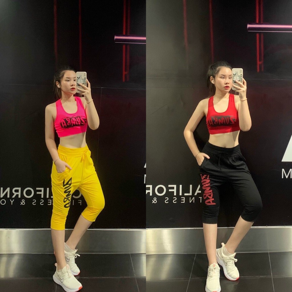 Quần Tập Zumba, Gym, Yoga Lửng  ⚡𝙈𝘼̂̃𝙐 𝙈𝙊̛́𝙄 𝘾𝘼𝙊 𝘾𝘼̂́𝙋⚡ kêt hợp áo Bra [CỰC HÓT] cho tập Gym, Zumba, Aero