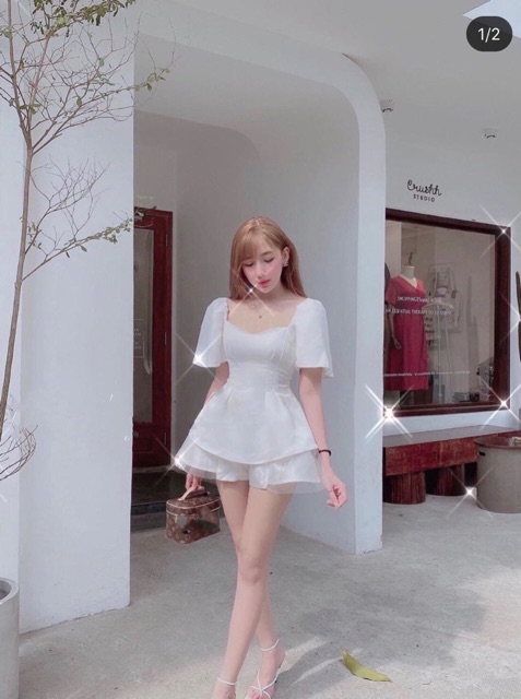 SET TRẮNG ÁO PEPLUM QUẦN PHỐI LƯỚI