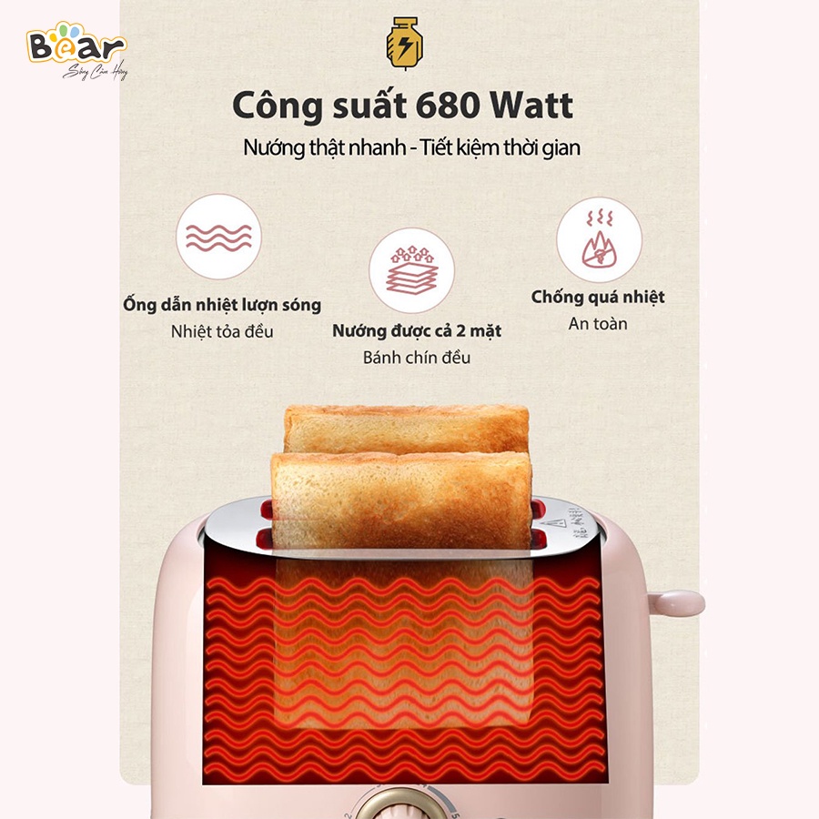 Máy Nướng Bánh Mì Sandwich Bear 6 Mức Điều Chỉnh Tích Hợp Chức Năng Nướng Hẹn Giờ Tự Động DSL-601