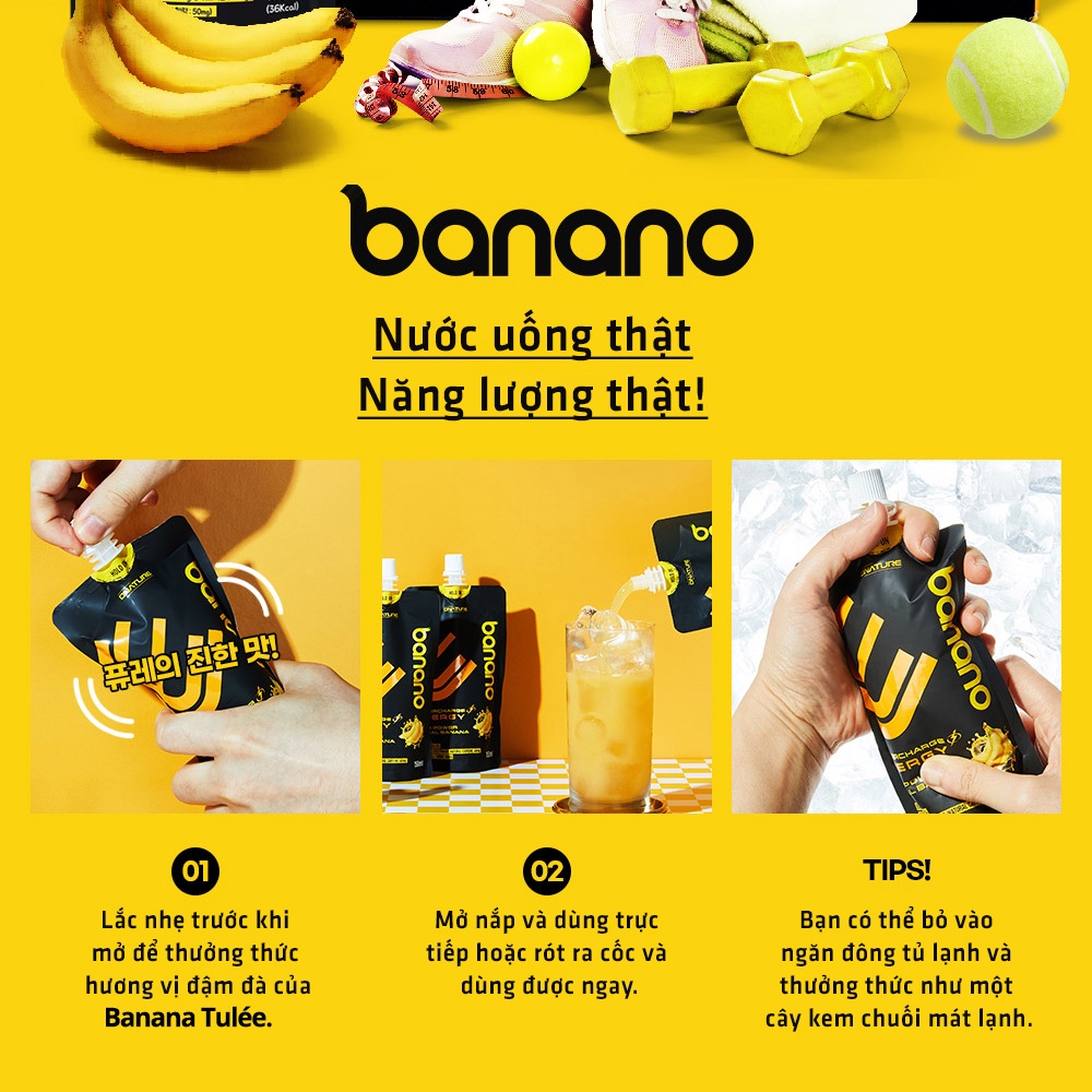 Nước uống tăng lực vị chuối bổ sung năng lượng tức thì Banano Energy Drink_Sản phẩm Hàn Quốc chính hãng