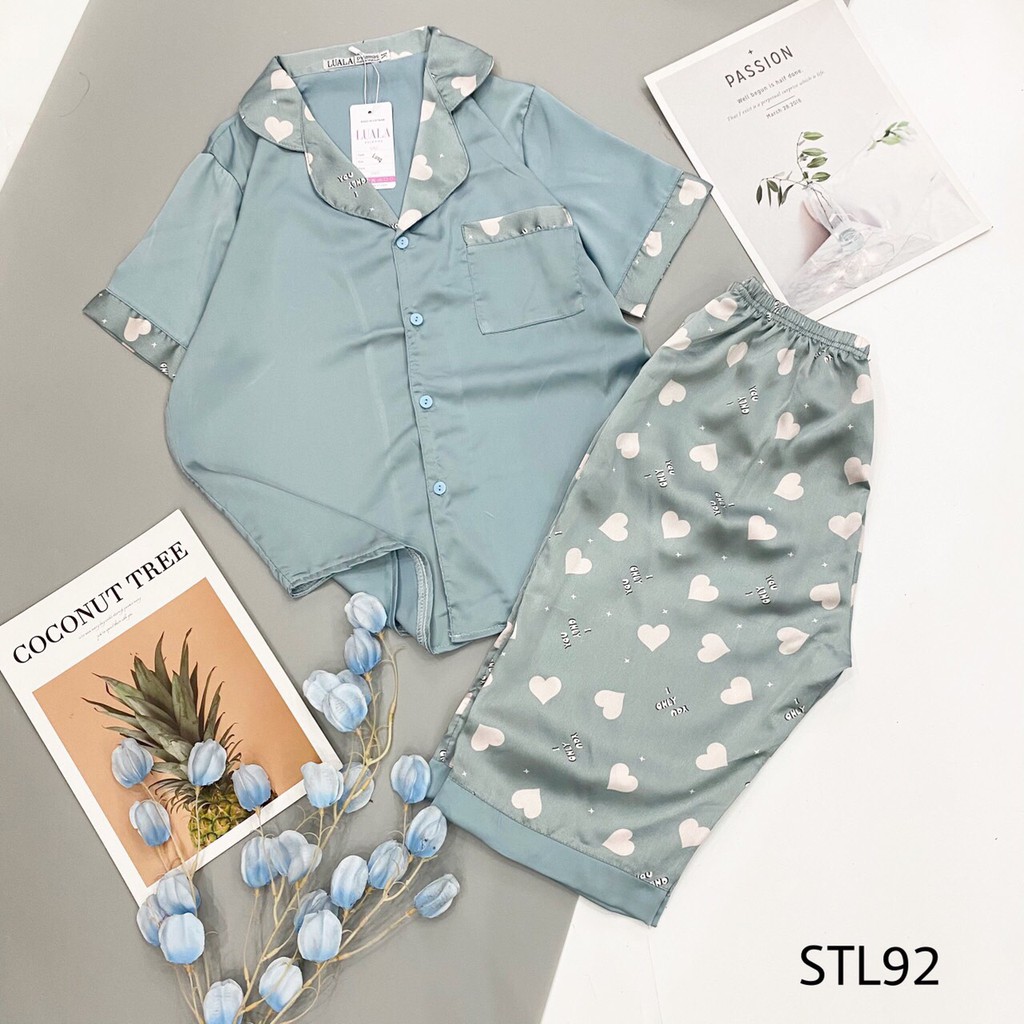 Bán Sỉ Lẻ SLL Bộ Pijama Lụa Satin Phối Hàn - Bộ Mặc Nhà Cộc Lửng Mềm Mát Thoải Mái | BigBuy360 - bigbuy360.vn