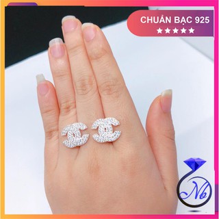 Khuyên tai nữ hình chữ X đính đá sang trọng chuẩn bạc 925