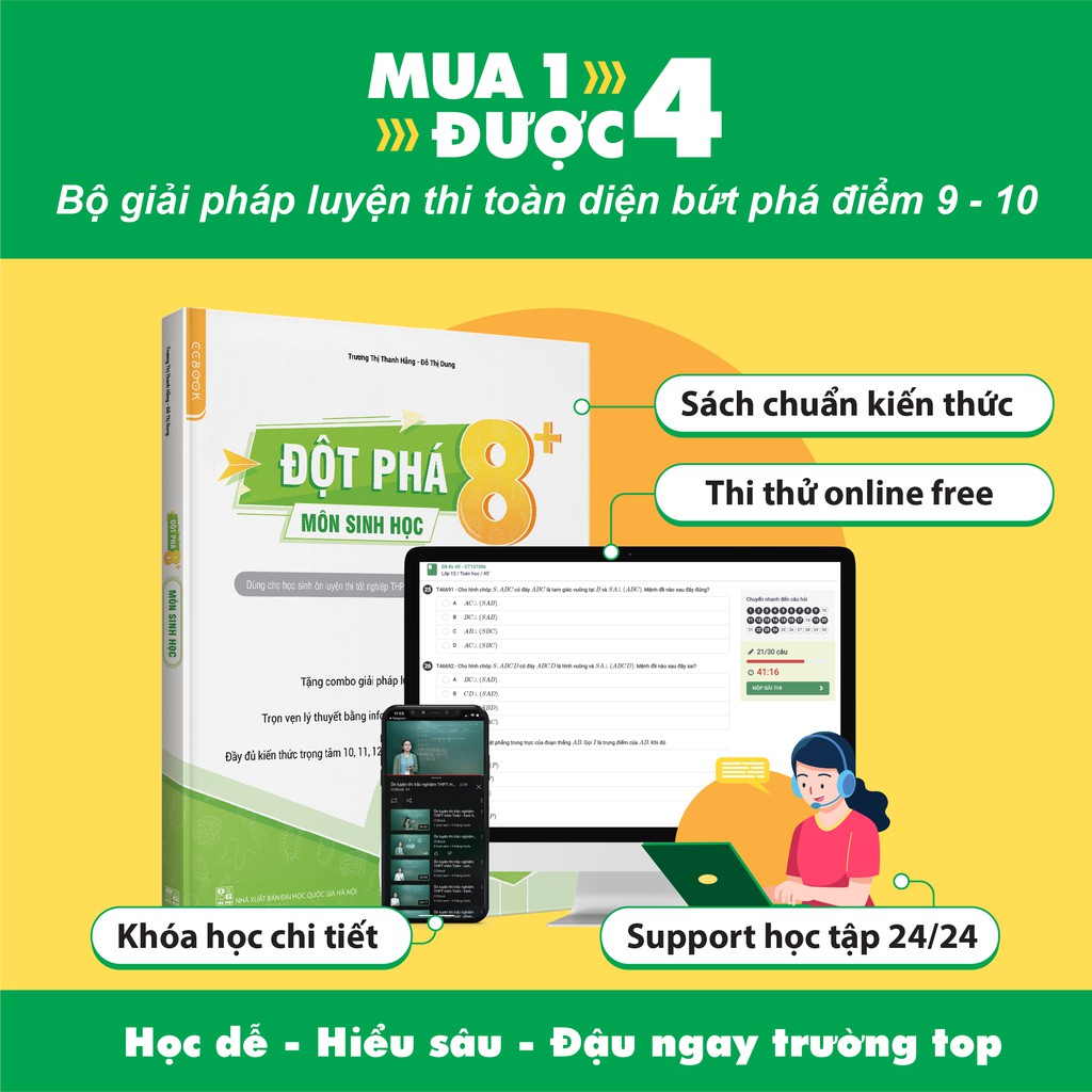 Sách - Đột phá 8+ môn Sinh học (Phiên bản mới) - Chính hãng CCbook