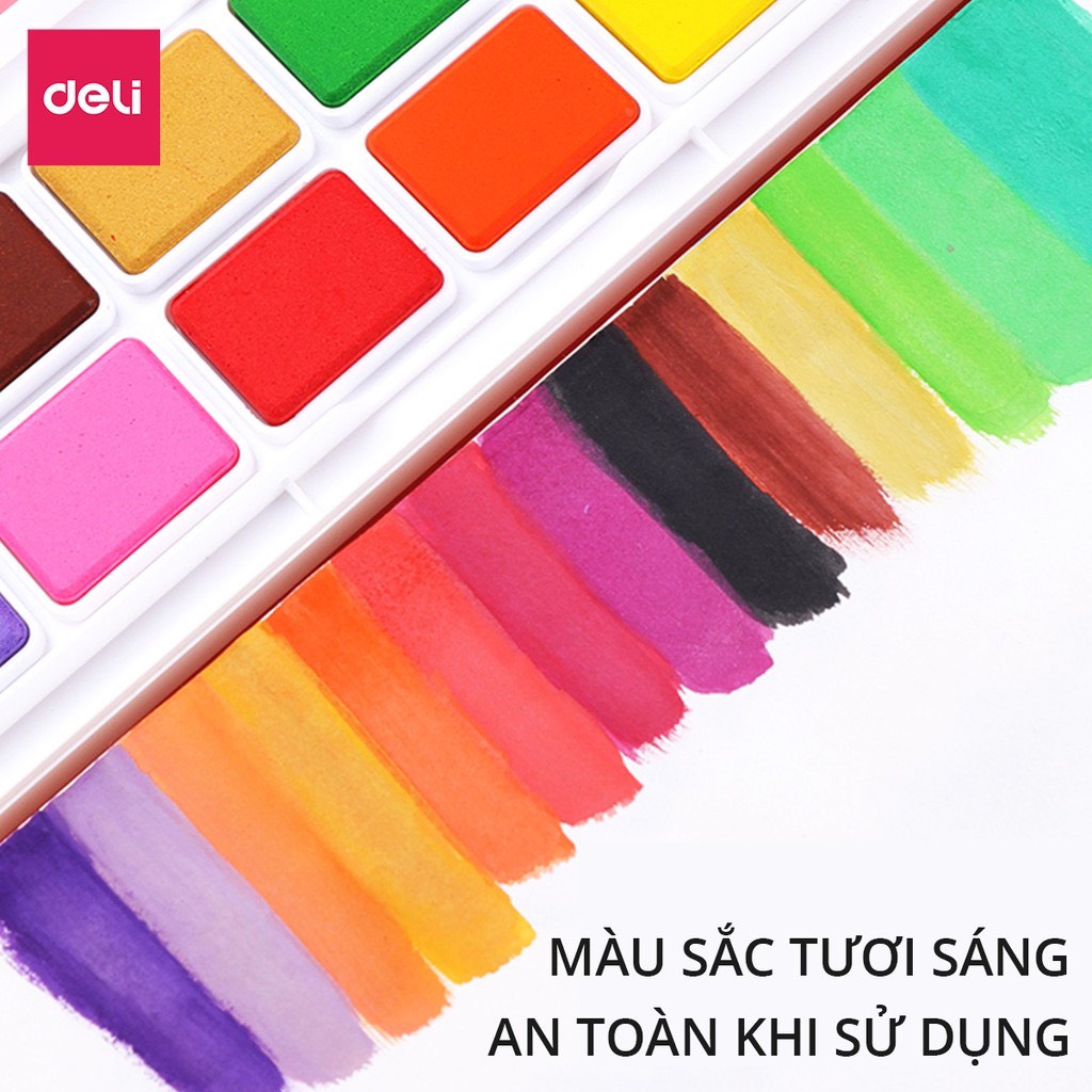 Màu nước dạng nén Deli - 12 màu/18 màu/24 màu - 73868 / 73869 / 73870