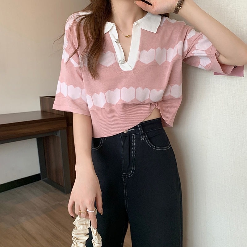 Áo Sơ Mi Ngắn Tay Cổ Polo Dáng Rộng Thiết Kế Thời Trang Mùa Hè Mới Cho Nữ