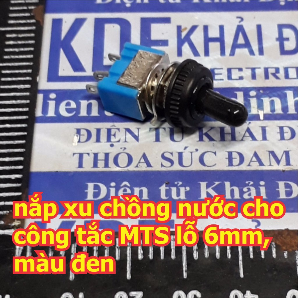 5 cái nắp xu đầu chụp nhựa chồng nước cho công tắc MTS lỗ 6mm, màu đen kde5885