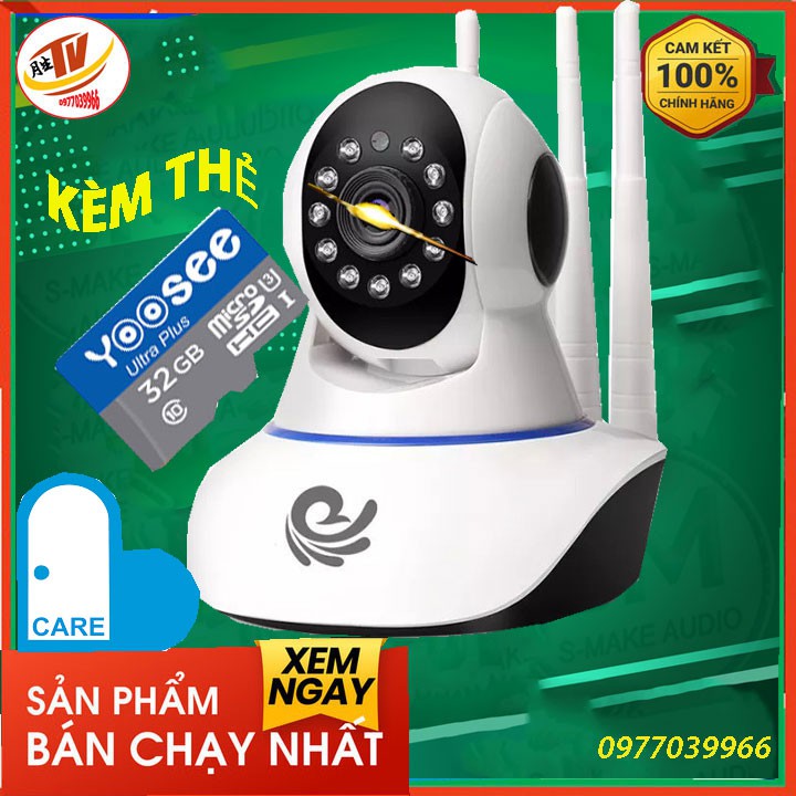 [kèm thẻ 32gb 64gb] Camera Carecam pro Carecam 3 râu cc1021 xoay 360 độ đàm thoại 2 chiều | BigBuy360 - bigbuy360.vn