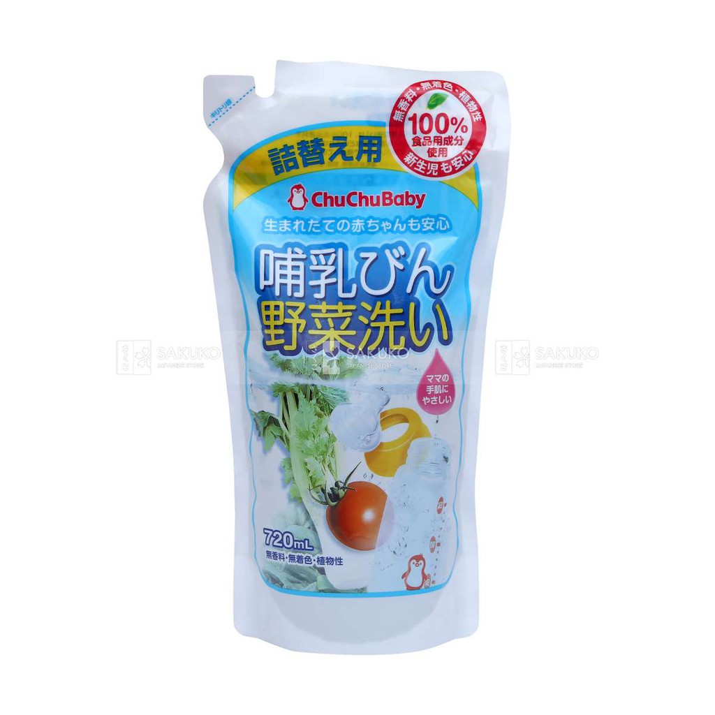 CHUCHU- Nước rửa bình và rau củ dạng túi 720ml