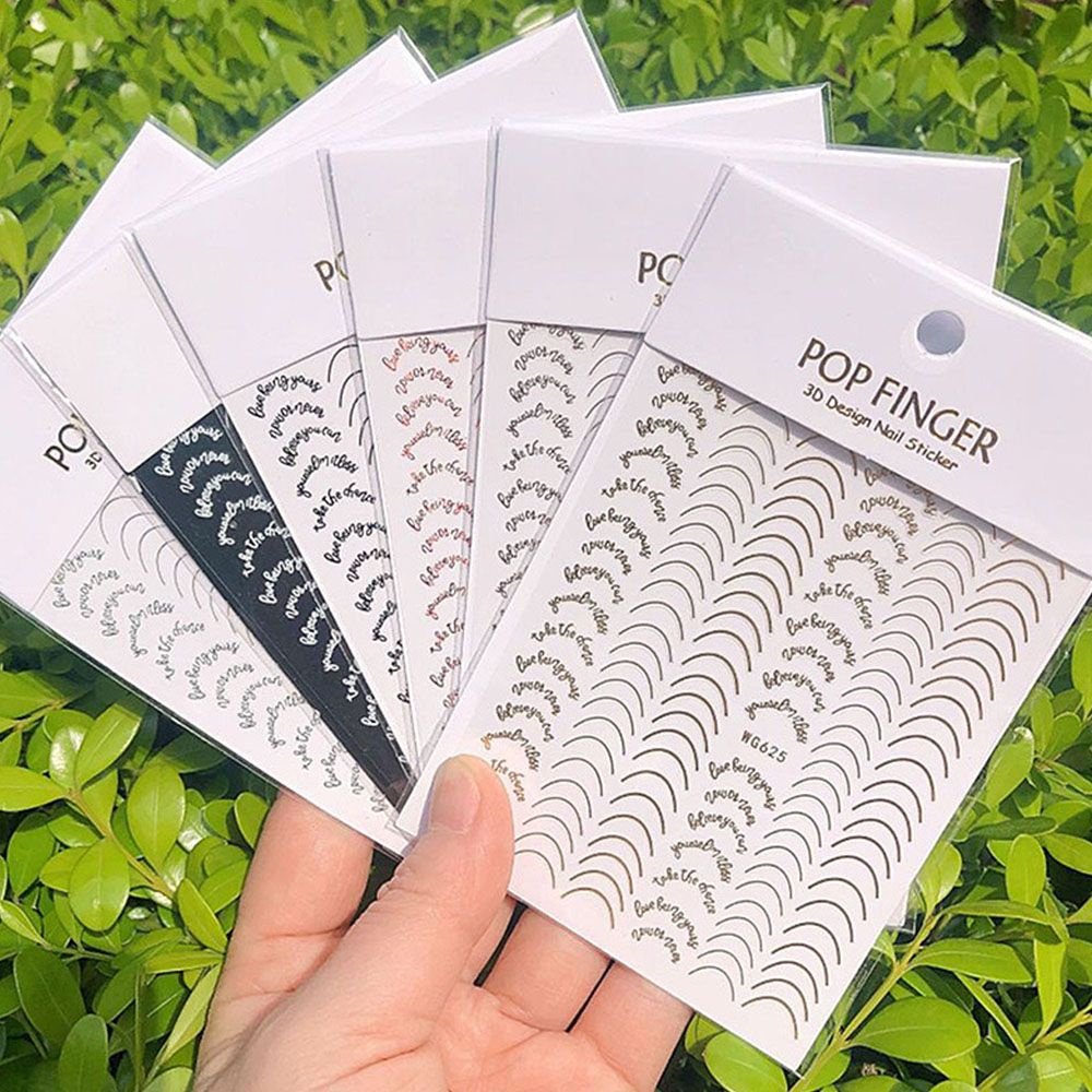 [Hàng mới về] Miếng dán móng tay trang trí thủ công họa tiết kẻ sọc cong hình học 3D thời trang