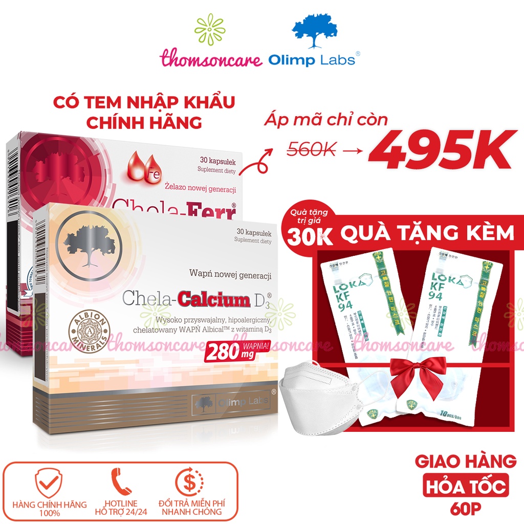 Sắt và Canxi cho bà bầu Combo Chela canxi và Chela ferr fort từ hữu cơ chọ mẹ trước và sau sinh Chelaferr
