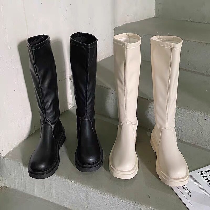 MÃ B024 -(SẴN SIZE CÓ THỂ ĐẶT HÀNG) Boot đùi dáng mona mềm 42cm - đế5cm có 2 màu đen trắng(ảnh thật shop chụp) | BigBuy360 - bigbuy360.vn