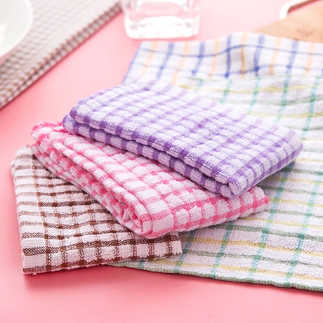 Khăn Lau Chén Dĩa Vải Cotton Thấm Hút Tốt Họa Tiết Sọc Caro