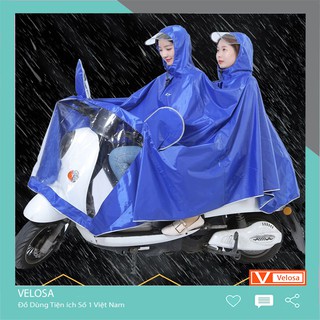 Áo mưa đôi hai đầu Áo mưa 1 đầu size XXXL phủ rộng Chất vải mưa trơn chống thấm có bóng kính che gương và đèn xe