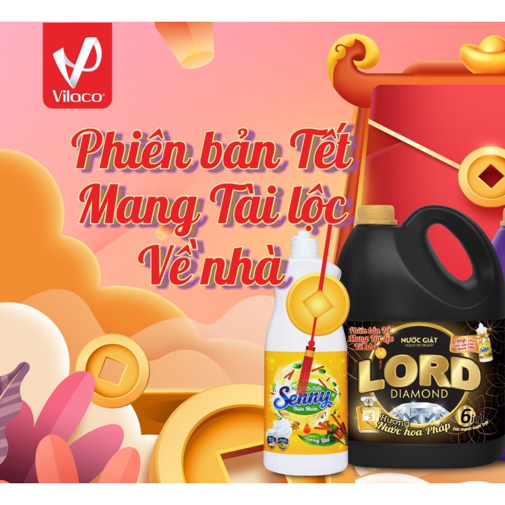 NƯỚC GIẶT LORD DIAMOND HƯƠNG NƯỚC HOA PHÁP 3.5KG - TẶNG NƯỚC RỬA CHÉN SENNY HƯƠNG QUẾ 750G (27K)