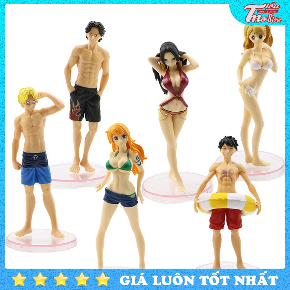 Bộ mô hình chibi 6 nhân vật One Piece - Luffy mũ rơm | Phiên bản áo tắm