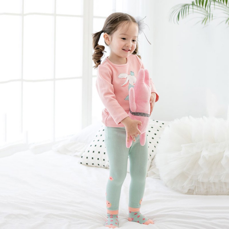 Bộ quần legging cotton in họa tiết hoạt hình + vớ cho bé trai/gái