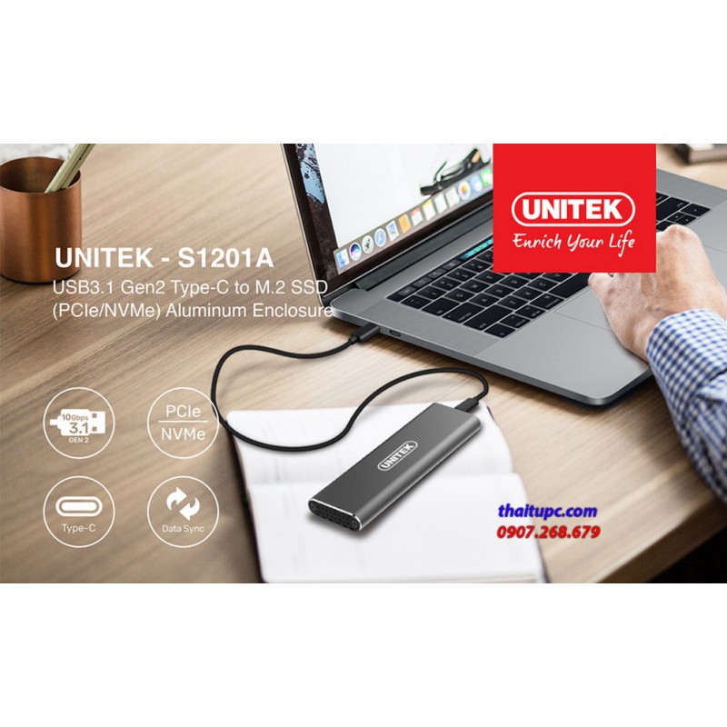SSD BOX TYPE-C -> M.2 PCIE/NVME UNITEK