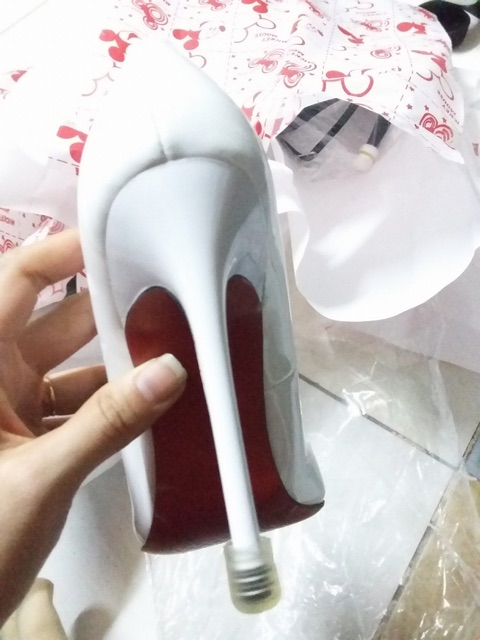 Cao gót CALLA đế đỏ màu trắng