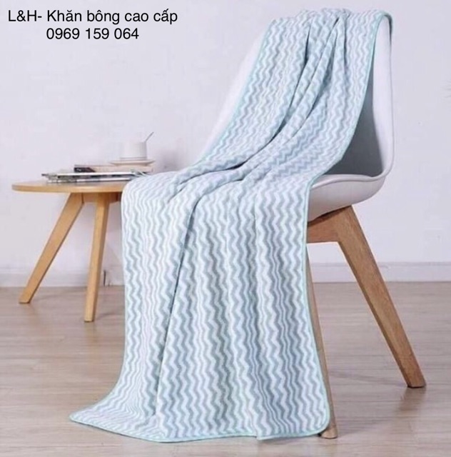 Khăn tắm lông cừu, mẫu kẻ, Kt 70x140cm