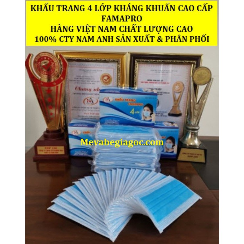 (Made in Vietnam) Khẩu trang y tế 4 lớp kháng khuẩn cao cấp Famapro (Cty Nam Anh)