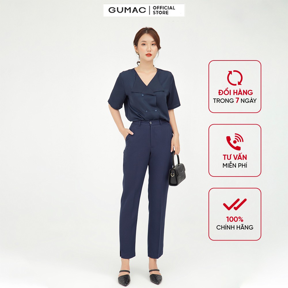 [Mã WABRGU152 giảm 10% tối đa 50k đơn từ 250k] Áo sơ mi nữ phối nút GUMAC phong cách công sở, thời trang cao cấp AB586