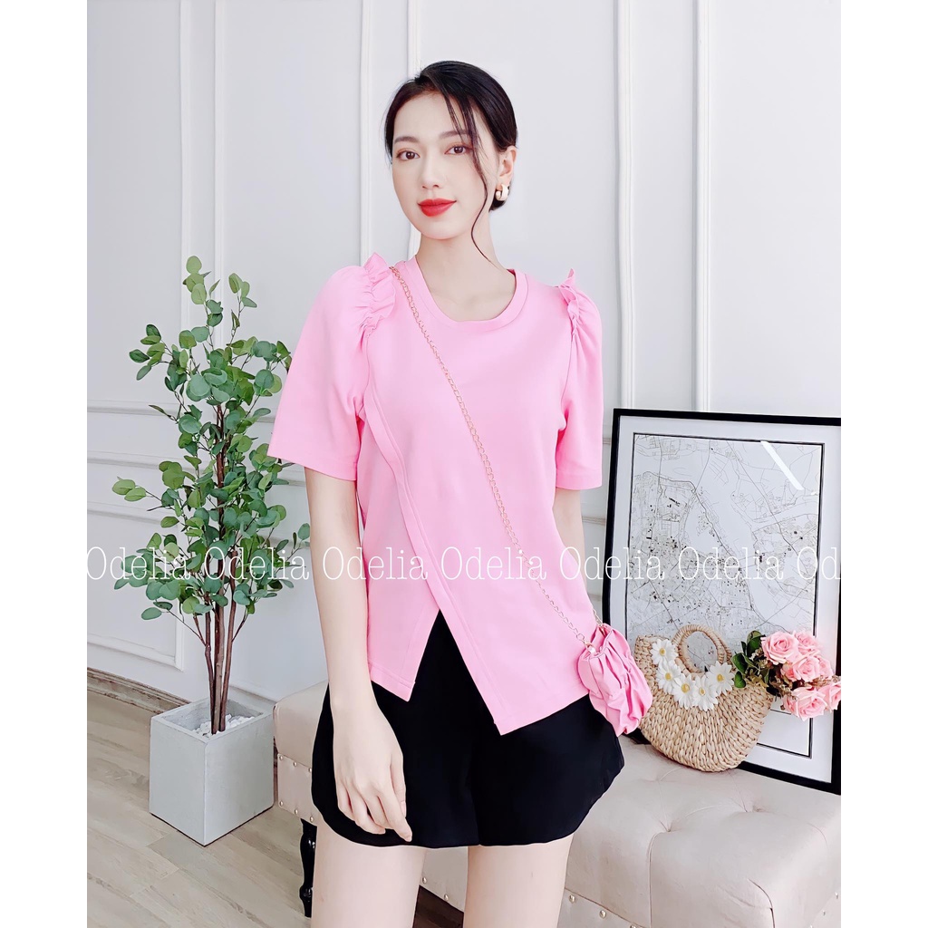 Áo thun cotton tay bồng kèm túi tiểu thư- A6075