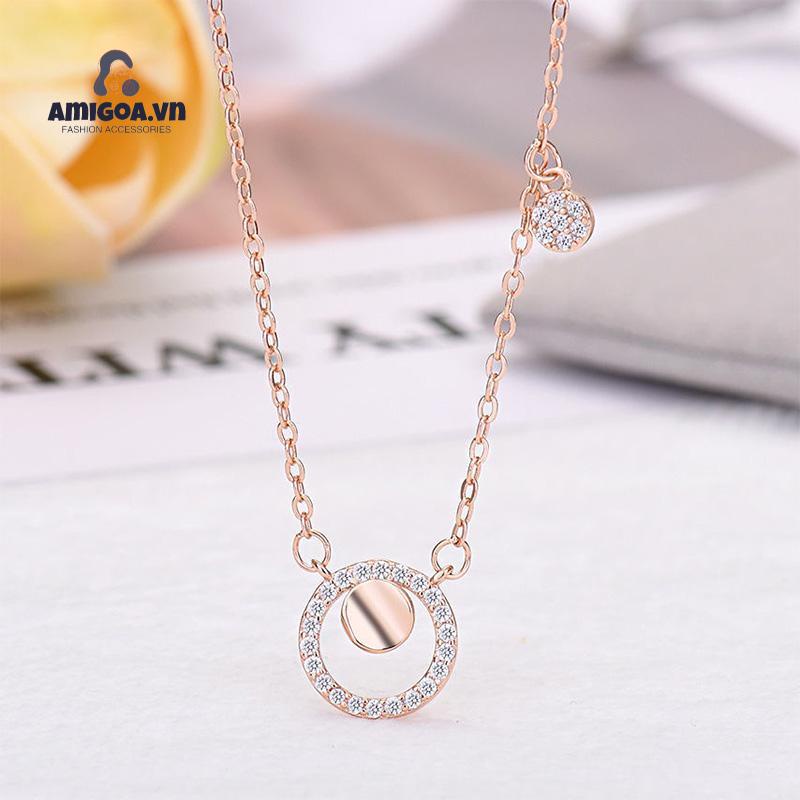 ✨✨ Vòng cổ Mặt Đĩa Nhỏ Đính Kim Cương Sang Trọng Nhẹ Nhàng