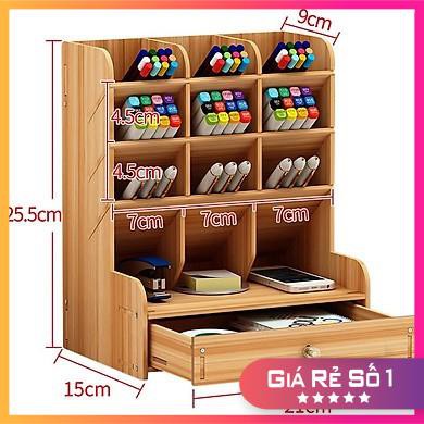 Giá Kệ Gỗ Cắm Bút B11 𝗙𝗥𝗘𝗘 𝗦𝗛𝗜𝗣 Đựng đồ dụng học tập &văn phòng phẩm để bàn có nhiều ngăn giao màu ngẫu nhiên | BigBuy360 - bigbuy360.vn