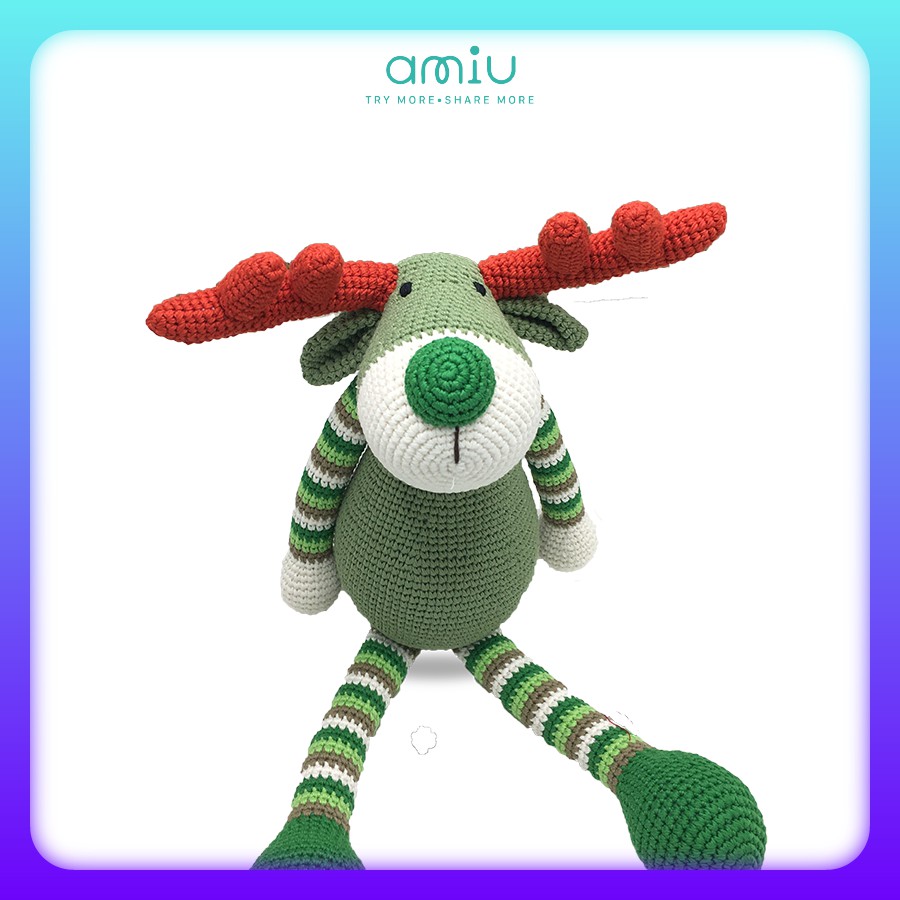 Gấu bông móc len Amigurumi cao cấp Amiu Việt Nam - Tuần lộc Donder tai đỏ - SP000248