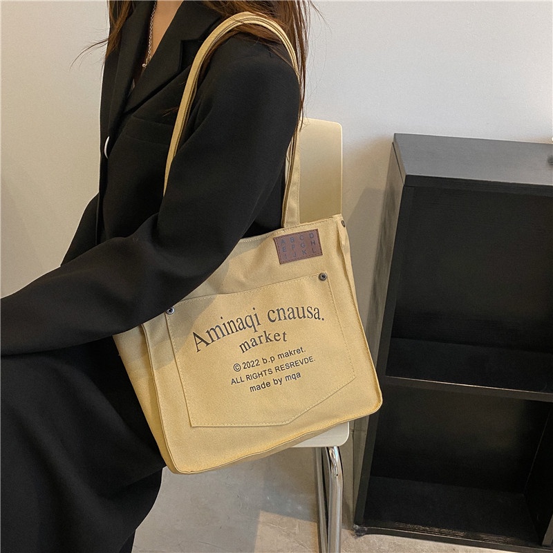 Túi Xách Canvas Cỡ Lớn Thiết Kế Đơn Giản Thời Trang