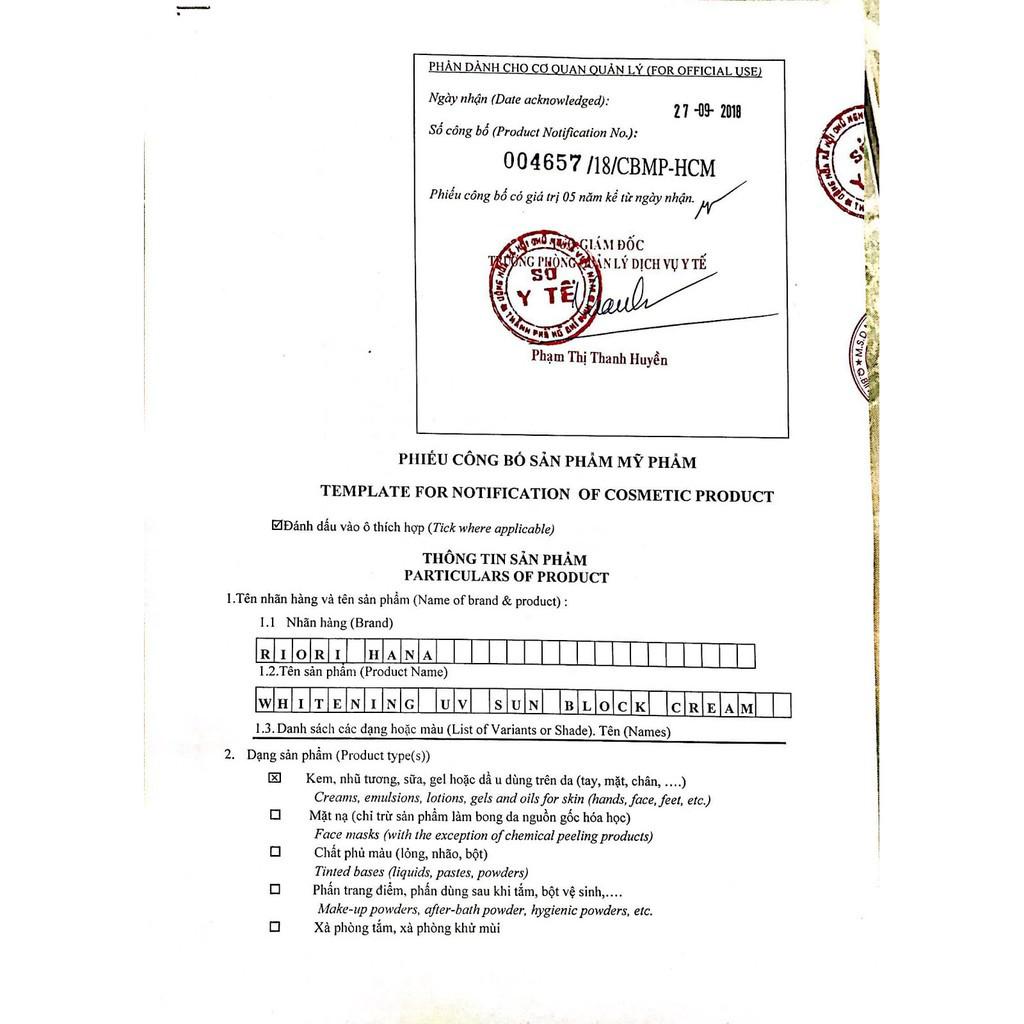 Kem Chống Nắng Whitening UV Sun Block Cream RIORI HANA | BigBuy360 - bigbuy360.vn