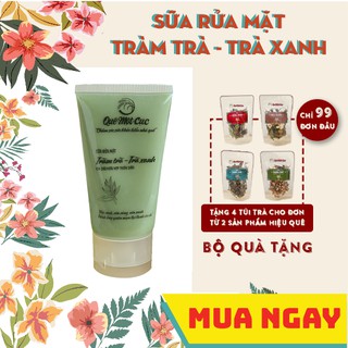 Sữa rửa mặt trà xanh giảm mụn, dưỡng ẩm, tràm trà QUÊ MỘT CỤC 50G (handmade)